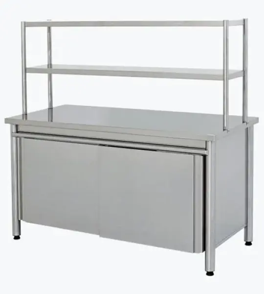 SS Cabinet Work Table with 2Top Tiers